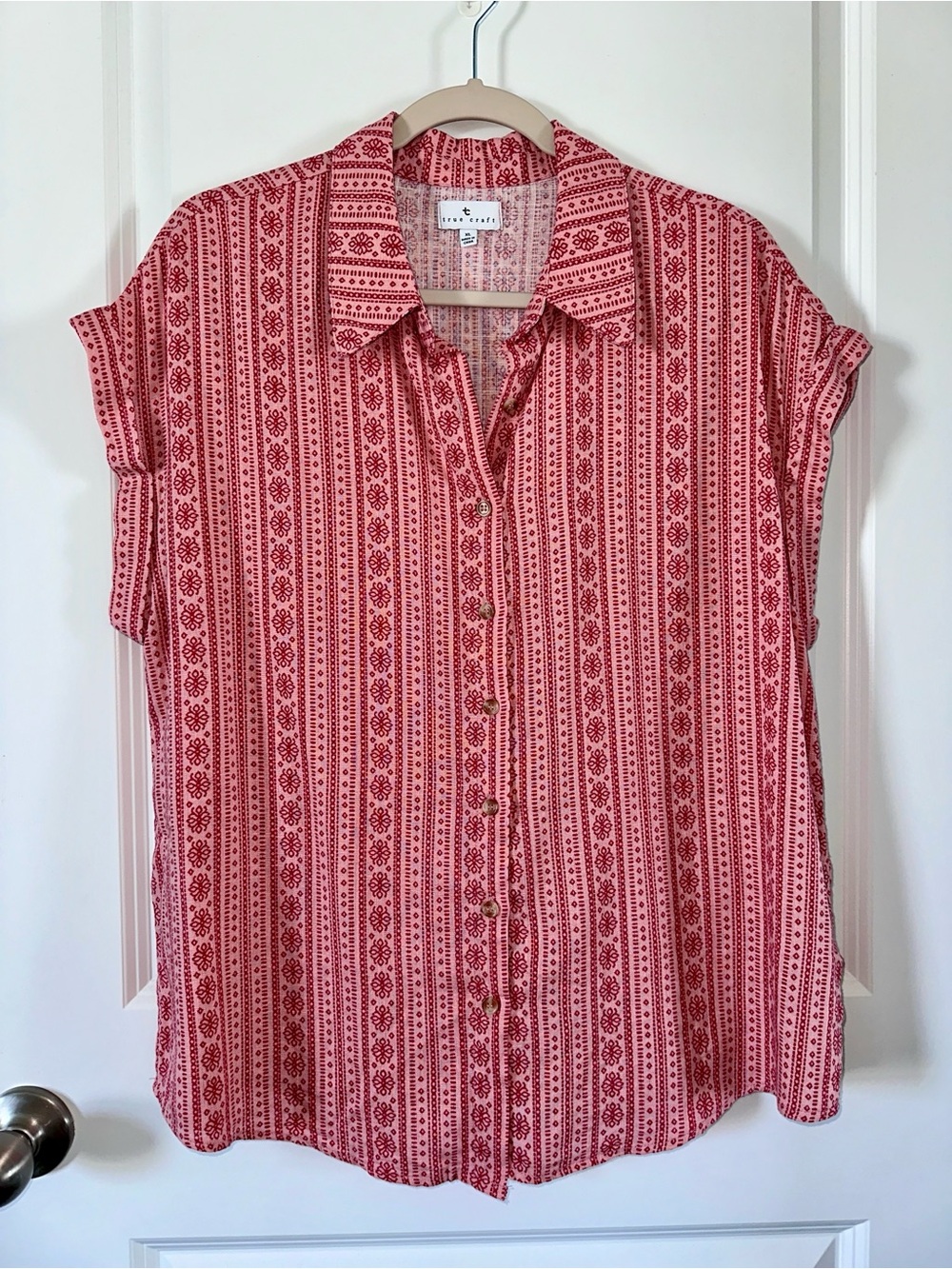 True Craft Women’s Linen Blend Button-Up Top, XL